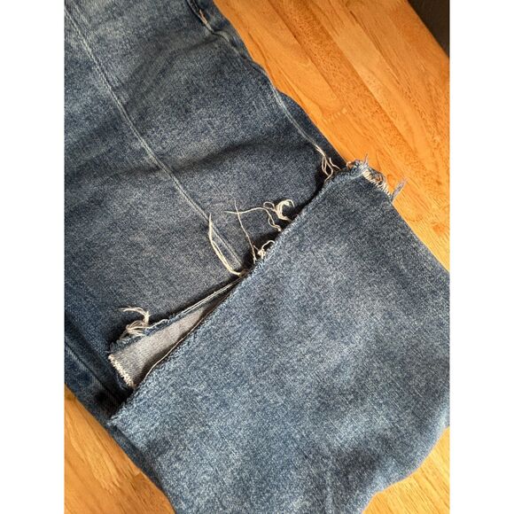 AMERICAN EAGLE WIDE LEG CROPPED RAW HEM ASYMMETRICAL JEANS - Picture 5 of 5